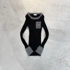 Y2K ビジュー リブニット 黒 シャギー 平成ギャル ピチニット グランジ