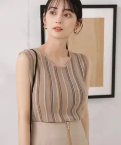 ナノユニバース マルチストライプタンクトップニット LB.04