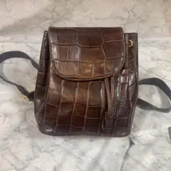 ECHO ブラウンレザー クロコダイル型押し バックパック