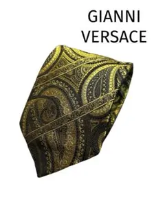GIANNI VERSACE 黒金ペイズリー模様ネクタイ