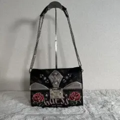 GUESS Y2K ド派手 ショルダーバッグ スタッズ チェーン 金具