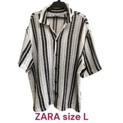 ZARA ストライプ　テクスチャー　シャツ　L