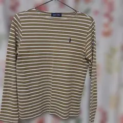 East Boy 長袖 Tシャツ 茶色と白のストライプ