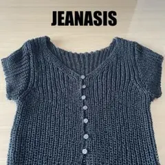 JEANASIS 半袖 ニット カーディガン ブラックのサムネイル