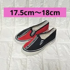 ❤️18cm❤️キッズ シューズ 赤 黒 スリッポン スニーカー 17.5cm