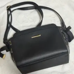 Honeys レースアップショルダーバッグ ブラック リボン