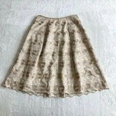 フランコフェラーロ 総レース ひざ丈 スカート ベージュ 3 Ｌ　花柄 刺繍のサムネイル
