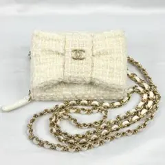 CHANEL シャネル マトラッセ ツイード チェーンウォレット カードケース