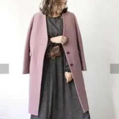 SLOBE IENA ウールノーカラーコート ピンクのサムネイル