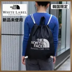 【新品】韓国限定 ノースフェイス ホワイトレーベル　ナップサック　ビッグロゴ　黒