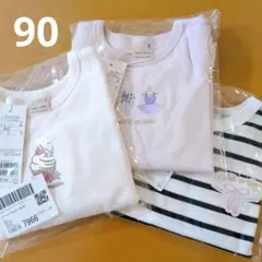 新品 プティマインプティプラ GIRLS 長袖T ロンT 90 3枚 トップス