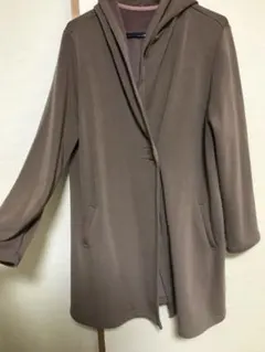 アウター コーディガン 軽量 ブラウン 薄手コート フード付き