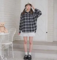 ems excite フリルフーディーチェックSH