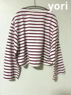 yori ピンク　ボーダー 長袖トップス