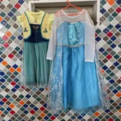 アナ雪デザイン　水色と緑色のドレスセット