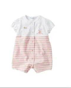 【美品】familiar ファミリア　半袖　袖付ロンパース 80cm ピンク