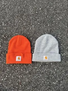 carhartt ニット帽　ビーニー　2点セット　オレンジ　グレー