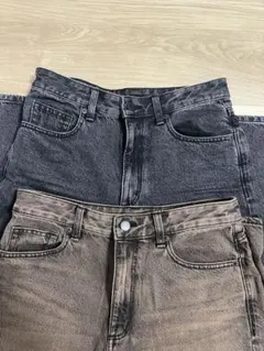 GU バレルレッグジーンズ L&Mサイズ　2本セット　丈長め　股下81cm