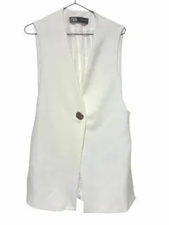 ZARA ホワイト ベスト ジレ　ジャケット　Ｖネック　EUR5 Mサイズ
