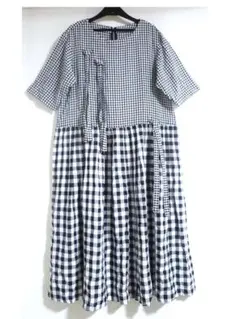 美品✨m_mefu 芽風 デザインワンピース チェック センソユニコ 40