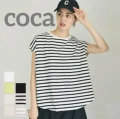cocaコカ　ストライプ フレンチ袖Tシャツ　Lのサムネイル
