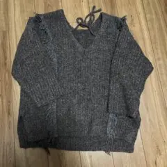 2WAYフリンジメランジLS FREEサイズLOWRYS FARM グレー