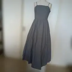 グレーチェック柄ロングキャミワンピースS