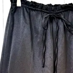 ザラ ZARA サテン ワイドパンツ ブラック黒M光沢ウエストゴム美脚ゆったり