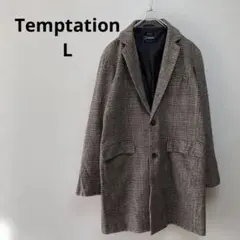 【Temptation 】 ブラウン系 チェスターコート チェック柄 サイズL