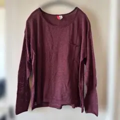 H&M Divided バーガンディ色 薄手 ニット 長袖 Tシャツ M