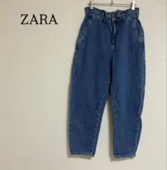 ザラ ハイウェストデニム ジーパン ボトムス ウエストゴム L ブラック系 38