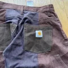 Carhartt パッチワークパンツ ブラウン・ダークブルー