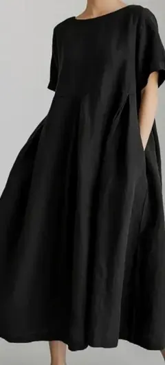 長袖ワンピースレディース 長袖ロングワンピース ブラック S