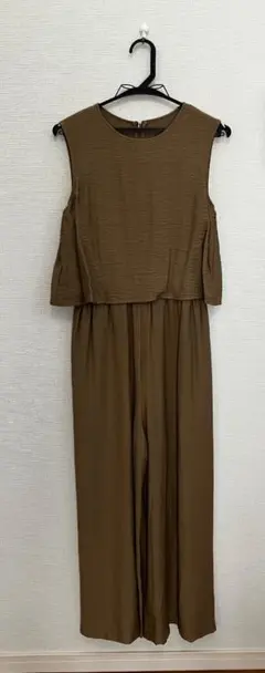 ブラウン ノースリーブ オールインワン