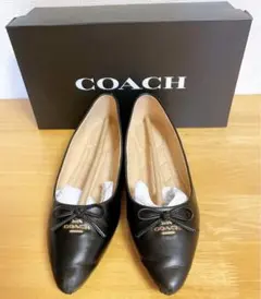 COACH コーチ バレエシューズ 23.5cm 黒 レザー シューズ 箱付き✨のサムネイル