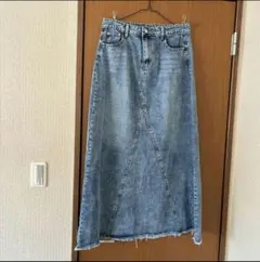 春色カラー☆マキシ丈デニムスカート