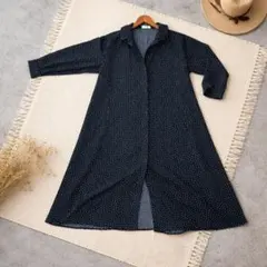 Hudson honey ドット柄 シャツワンピース ブラック L