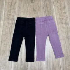長ズボン　petite main 80サイズ　2点セット　パープル　ブラック