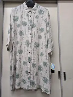 noa-ge オシャレかわいいデザイン 麻素材 チュニック丈 前開きブラウス 