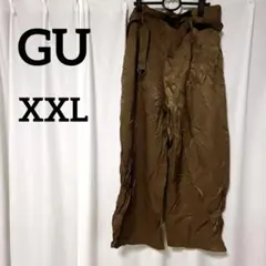 未使用✨GU ブラウン ガウチョパンツ 【XXL】 光沢 ゆったり エレガント