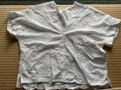 vis 刺繍レース 半袖ブラウス ホワイト フリーサイズのサムネイル