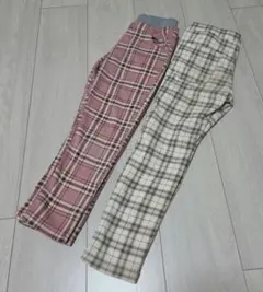 チェック柄 ロングパンツ 2点セット