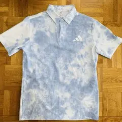 アディダス　ゴルフウェア　白　水色　ポロシャツ　Mサイズ