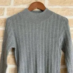【タグ付】SO 綿100% ランダムテレコ モックネック カットソー グレー