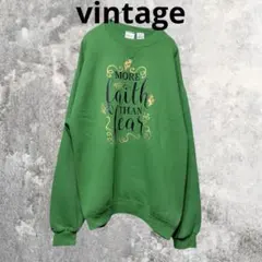 90s USA製 vintage グリーン プリントスウェット レディースXL