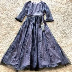 新品★ プールヴー レース　チュールドレス　ロングワンピース　花　シアー