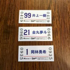 名鉄 中日ドラゴンズ コラボ 硬券 入場券 金丸夢斗 岡林勇希 井上一樹 3枚