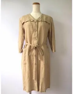 極美品 foglinenwork 麻100素敵なストライプワンピース