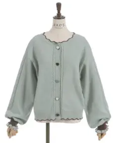 axes femme ハート釦バイカラーニットカーディガン