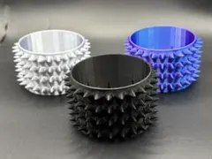 スパイクデザイン植木鉢 3色セット　２号サイズ 3Dプリンター鉢